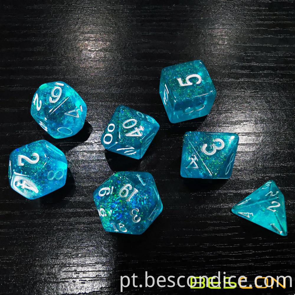 Blue Sparkling Shimmery Rpg Game Dice 4